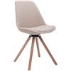 CLP Sedia Girevole Troyes In Stoffa I Sedia Rétro In Legno Imbottita Gambe Tonde I Sedia Design Girevole A 360°, Colore: crema, Colore del telaio: natura