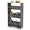 GIANTEX Carrello per Nicchia con Ruote, 4 Livelli，Carrellino di Servizio Stretto Salvaspazio, da Bagno, Scaffale da Cucina Sottile 47,5 x 20 x 80,5 cm (Naturale+Grigio, Largo 20 cm)