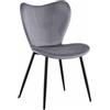 CLP Sedia da Pranzo Maika, Sedia Imbottita con Rivestimento in Velluto o Tessuto, Sedia da Cucina con Schienale e Struttura in Metallo, Colore:Grigio Scuro, Materiale:Velluto