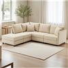 Wyibwy Divano moderno ad angolo, 220x194x85cm, divano a 5 posti, divano a L con poggiapiedi trasformabile e 2 cuscini, a righe verticali, divani combinato,sofa,Beige