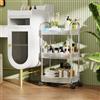 OXFENSEE 3 livelli Carrello da cucina salvaspazio, ripiani in acrilico 40 × 29 × 70 cm, carrello portaoggetti da cucina con ruote, multifunzionale per bagno ufficio soggiorno spazio ristretto