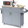 KOMFOTTEU Carrello da Cucina Ausiliario, Carrello di Servizio con Cassetto e Ripiano Regolabile, Isola da Cucina da Sala da Pranzo con Ruote Universali con Freni, in Legno, 116 x 40 x 85 cm, Grigio
