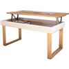 LoMasCasa - Tavolino modello Ebro sollevabile in legno massello di pino naturale con gambe in legno - Colore bianco e legno - Stile nordico - Misure 100 x 50 x 48 cm