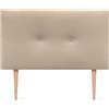 DHOME Testiera in similpelle o in tessuto acualina con bottoni e gambe Testiera imbottita di fascia alta Letto di lusso Camera da letto (Similpelle Beige, 110x105cm (Letti 80/90/105))