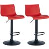 CLP Set di 2 sgabelli da bar Branford I Tessuto I Plastica I Sgabello da cucina regolabile in altezza I Sgabello da banco con poggiapiedi integrato Colore rosso Materiale Plastica