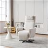Soweiz Poltrona da divano moderna, comoda poltrona relax con funzione sdraiata, in ciniglia con poggiapiedi, sedia da allattamento girevole e poltrona lounge, 67 x 80,5 x 110 cm (beige)