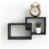 cecaro group - Set Mensole da Parete Rettangolari in Legno Naturale 30x9x22 cm - Mensole Decorative e Salvaspazio per Casa, Ufficio e Soggiorno - Colori Bianco, Marrone, Nero, Beige (Nero)