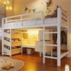 Wyibwy Letto a soppalco 90x200cm con illuminazione LED,cuscino di seduta,letto a castello singolo con cassetto portaoggetti e tasca portaoggetti in tessuto,metallo letto castello,senza materasso(Bianco)
