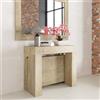 VE.CA.s.r.l. VE.CA - Tavolo Allungabile Kilika, Made in Italy - Console Allungabile con Porta Prolunghe fino a 3 Metri, 14 Posti - Arredo Moderno da Sala da Pranzo, Salvaspazio 90x40x77 (Rovere Naturale, 14 Posti)