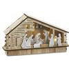 PABEN Presepe completo con casetta e luce in legno alt. cm.17,5 - lung. cm.30