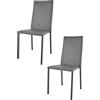 t m c s Tommychairs - Set 2 sedie impilabili modello Julia per cucina bar e sala da pranzo, robusta struttura in acciaio imbottita e rivestita in finta pelle colore grigio scuro