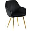 CLP Sedia da pranzo in velluto Cheryl, comoda poltrona con struttura robusta, portata massima 150 kg, Colore:nero, Colore del telaio: