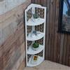 Mendler Scaffale angolare HWC-K85 4 Ripiani Pieghevole Legno Intreccio 110cm - Bianco Marrone