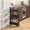 RELAX4LIFE Carrello Cucina Stretto con Ruote 360° e Freni, 4 Ripiani Larghezza:13cm/20cm, Salvaspazio e Stretto per Bagno (Naturale+Nero, 48x13x81 cm)