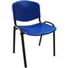 IDEALSEDIE DI GALIZIA MICHELE SEDIA FISSA 4 GAMBE CON TELAIO IN ACCIAIO VERNICIATO NERO, SEDILE E SCHIENALE IN PLASTICA COLORATA, TELAIO IMPILABILE (blu)