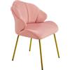 Yaheetech Sedia da Salotto Moderna Design a Conchiglia Sedia Imbottita da Soggiorno Poltrona in Velluto Camera da Letto Sedie con Schienale Gambe in Metallo Portata 136 KG Rosa/1 Pezzo