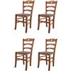 t m c s Tommychairs - Set 4 sedie modello Cuore per cucina bar e sala da pranzo, robusta struttura in Legno di faggio color ciliegio e seduta rivestita in tessuto colore capriolo