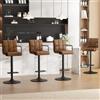 Ckaff Set di 4 sgabelli da bar regolabili in altezza in pelle PU, sedia girevole a 360°, con braccioli, schienale per cucina, soggiorno, sala da pranzo, nero e marrone