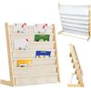 VIIROUD Libreria per bambini, scaffale a 6 livelli per libri, forniture scolastiche per cameretta dei bambini, asilo nido, multicolore 75 x 30 x 79 cm, colore legno (1 pezzi)