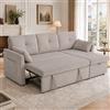 Lubvtti Divano letto 3 posti,divano angolare a L con sedute contenitore,divano 3 posti con chaise longue destra e sinistra intercambiabile,Tessuto di velluto a righe,Grigio chiaro