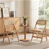 chairus Set di 2 Sedie da Pranzo Sedia da Cucina Sedie Rattan Sedia Pieghevole in Legno per Sala da Pranzo/Soggiorno, Legno Naturale