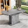 SUKY Tavolo da pranzo ovale allungabile, 110/130 x 70 x 75 cm, con vano portaoggetti, moderno e minimalista, multifunzionale (effetto calcestruzzo+manico argento)
