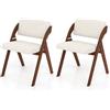 HOMASIS Set di 2 Sedie Pieghevoli da Sala da Pranzo, Poltrona da Salotto con Seduta e Schienale Imbottiti, Sedia da Cucina con Gambe in Legno Massello per Ufficio, 56 x 53 x 76 cm (Marrone)