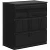 meble masztalerz Cassettiera Camera da Letto con 3 Cassetti - Credenza Soggiorno - Moderna Comò - Cassettiera Alta - Mobiletto con Cassetti - Nero con Frontale Lucido 70 x 39 x 78,5 cm