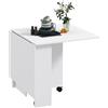 HOMCOM Tavolo da Pranzo Pieghevole, Tavolo Cucina a Ribalta con Ruote a Freno per 4-6 Persone, Scrivania Richiudibile con Ripiani, per Soggiorno, 140x80x74 cm, Bianco