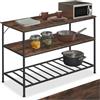 tectake® Scaffale Cucina, 3 Livelli, Ripiano a Sbarre, Scaffale Industriale, Metallo e Legno, Scaffale Salvaspazio, Ripiano d'Appoggio, Scaffale Design, Scaffale Portaoggetti - Industriale Scuro