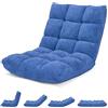 COSTWAY Sedia da Pavimento, Cuscino Imbottito da Terra con Schienale Regolabile a 14 Livelli, Poltrona Pieghevole Relax, Lettura, Yoga, per Soggiorno, Camera da Letto (Blu, 68 x 57 x 56 cm)