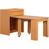 HOMCOM Tavolo Salvaspazio da Pranzo con Ruote max 5 Persone, Tavolo Pieghevole per Spazi Limitati in Legno Truciolato, 84x180x100 cm, Color Legno
