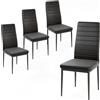 COSTWAY Set 4 Sedie per Sala da Pranzo, Sedie in Finta Pelle con Schienale Imbottiti e Gambe in Metallo, Sedia Moderna per Ufficio, Soggiorno e Studio