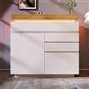 NADEUSAK Credenza con 2 ante e 3 cassetti, armadio multiuso per soggiorno e camera da letto 110 x 120 cm (bianco1)