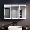 SONNI Armadio a LED per specchi con illuminazione, armadietto da bagno a LED antiappannamento regolabile a 3 colori, armadietto per specchi a 3 ante con cerniera senza fili 90x60x14cm