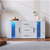 SUKY Credenza 140 x 35 x 70 cm credenza armadio TV pannello basso con 16 colori luci LED per sala da pranzo soggiorno