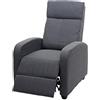 Mendler Poltrona Relax reclinabile TV HWC-F76 Design Moderno 102x67x90cm Tessuto Grigio