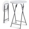 Casaria® Tavolino Alto da Bar Bistrot Pieghevole Ø60 cm Metallo MDF Tavolo Bianco Effetto Marmo