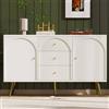 Sweiko Credenza, cassettiera con 6 cassetti, con parte anteriore curva, armadietto per sala da pranzo, camera da letto e soggiorno (140 x 40 x 84) (AB20439798B)