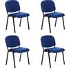 HJH Office 704510 Set di 4 Ospite XT 600 Tessuto, Conferenza imbottita, impilabile, Attesa, Poltrona, Blu