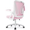 Milacyee Sedia da Ufficio con Supporto Lombare, Sedia Ufficio Ergonomica con Braccioli Regolabili in Rete Traspirante, Altezza Regolabile con 360°Ruote Girevoli (Rosa)