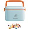 Generic Scatola portaoggetti per medicinali a 2 livelli con coperchi e manici, contenitore organizer per medicine (azzurro, piccolo)