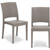 REDÒKASA Sedia in polipropilene FLORA, MADE IN ITALY, impilabile, resistente ai raggi UV, design moderno, ideale per interno ed esterno (2, Tortora - Senza Braccioli)