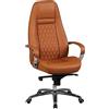FineBuy Sedia Ufficio Vera Pelle Caramello Poltrona Scrivania Ergonomica | Design Sedia con Ruote & Braccioli | Sedia Girevole Imbottita Studio