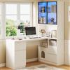 boorbin Scrivania angolare con ripiano e vetrina a LED - scrivania con gestione dei cavi, scrivania angolare con libreria integrata (Bianco - Destra, 120×80×180 cm)