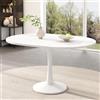 MURUL Tavolo da pranzo allungabile, ovale, tavolo da caffè per il tempo libero, tavolo da pranzo moderno e semplice, lunghezza 100/140×larghezza 100×altezza 75 cm (Bianco)