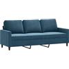 vidaXL Divano a 3 Posti Blu 180 cm in Velluto