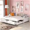 KUAKE Lettino per bambini 90/180 x 200 cm, divano letto estraibile con 2 cassetti, letto singolo con rete a doghe, trasformabile in letto matrimoniale, letto in pino con vano portaoggetti, letto per ragazzi