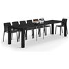 Mobili Fiver, Tavolo Consolle Allungabile First, 45(305) x90 cm, Nero Frassino, fino a 14 posti, Consolle da Cucina e soggiorno, Made in Italy