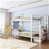 YuQozii Letto a soppalco in metallo per bambini con scivolo e scala di archiviazione, 90 x 200 cm, struttura per letto a castello con porta di protezione, ripiani integrati, lettino salvaspazio per camera di